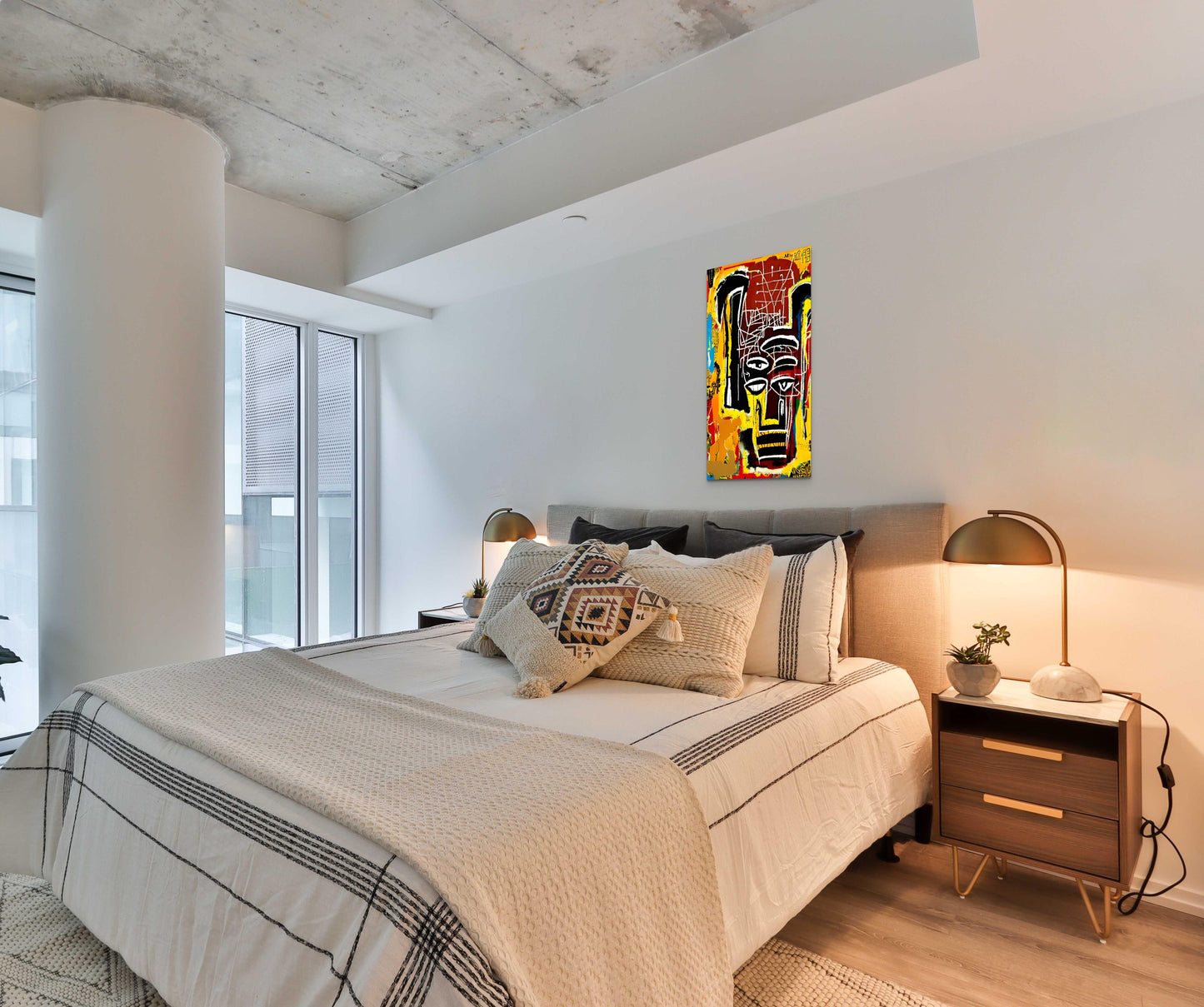 DAYDREAMING AT NIGHT, African Portrait Canvas Wall Art.