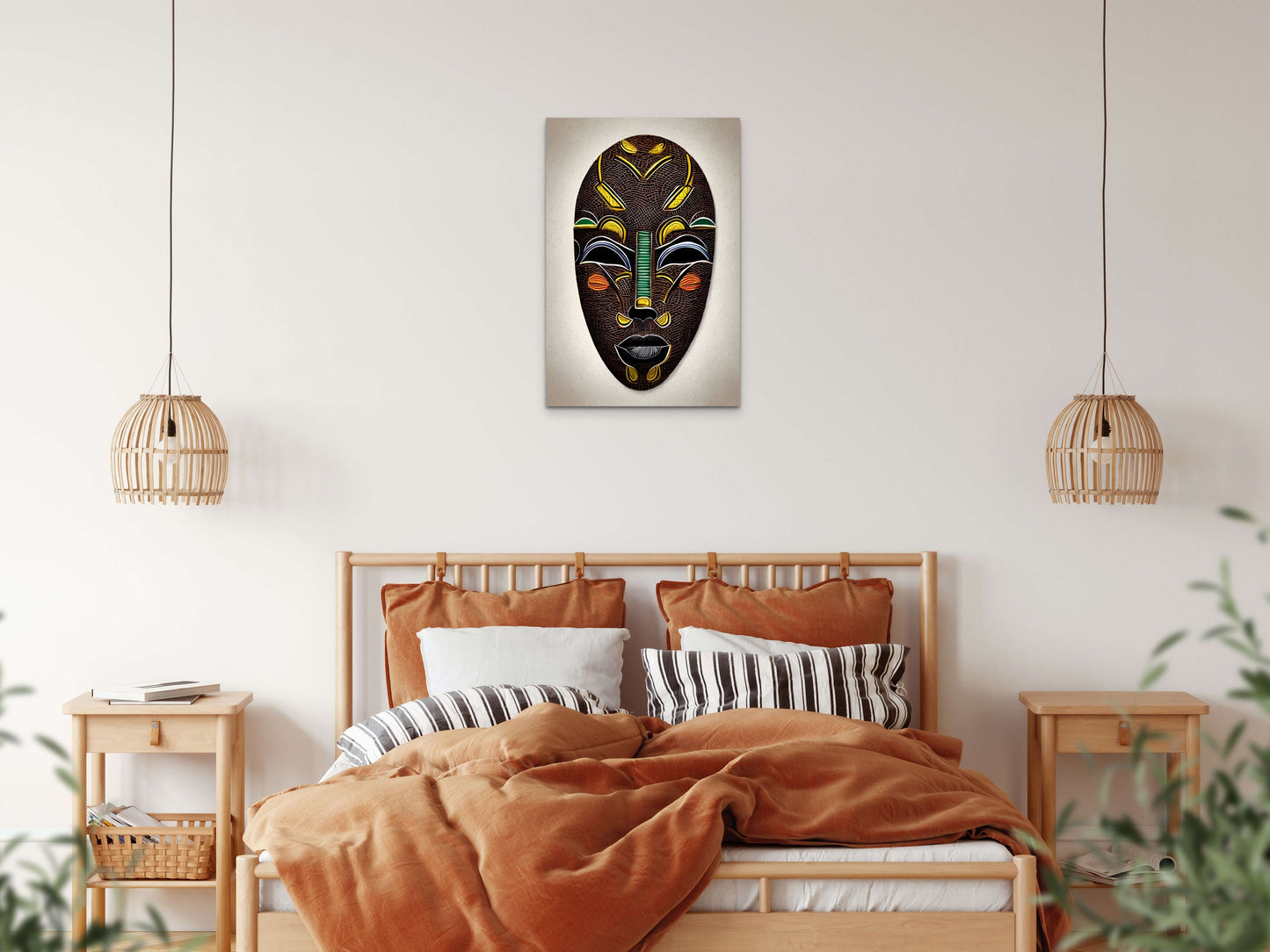 BENDAMI MASK, African Portrait Canvas Wall Art.