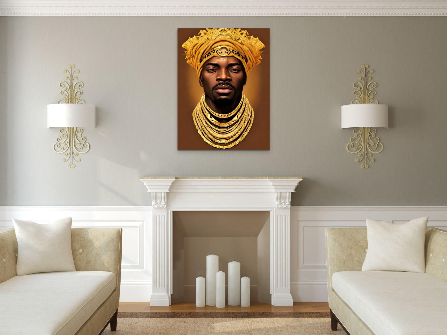 KING LANDANDOE, African Portrait Canvas Wall Art.