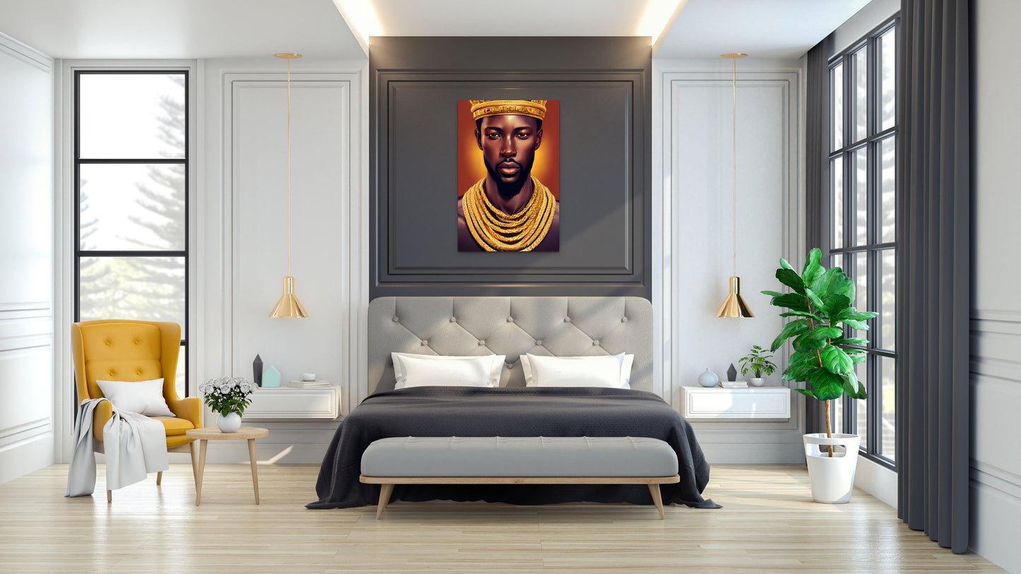 KING GOBOONDEM, African Portrait Canvas Wall Art.