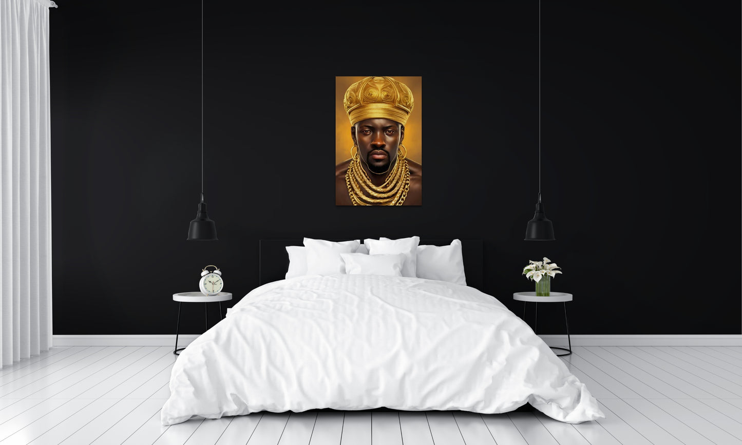KING HOODAMI, African Portrait Canvas Wall Art.