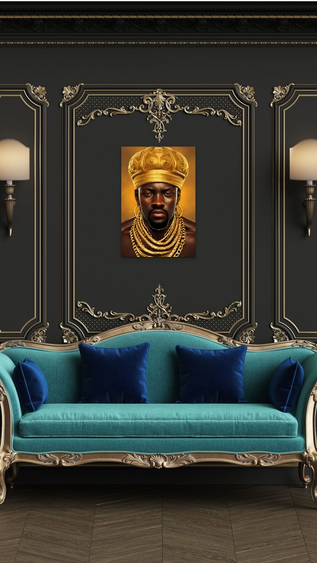 KING HOODAMI, African Portrait Canvas Wall Art.