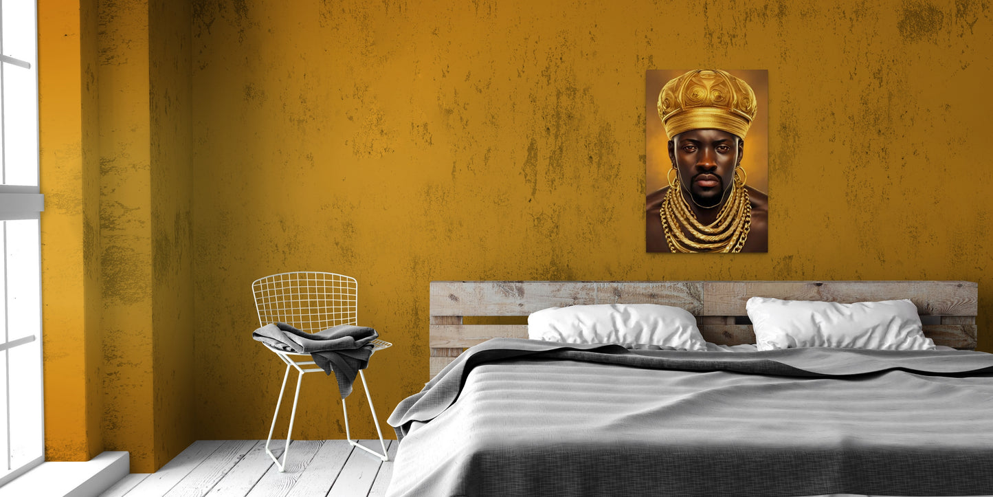 KING HOODAMI, African Portrait Canvas Wall Art.