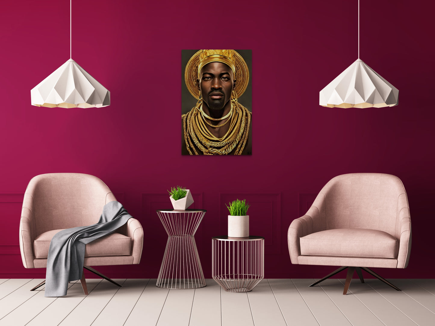 KING POODOBO, African Portrait Canvas Wall Art.