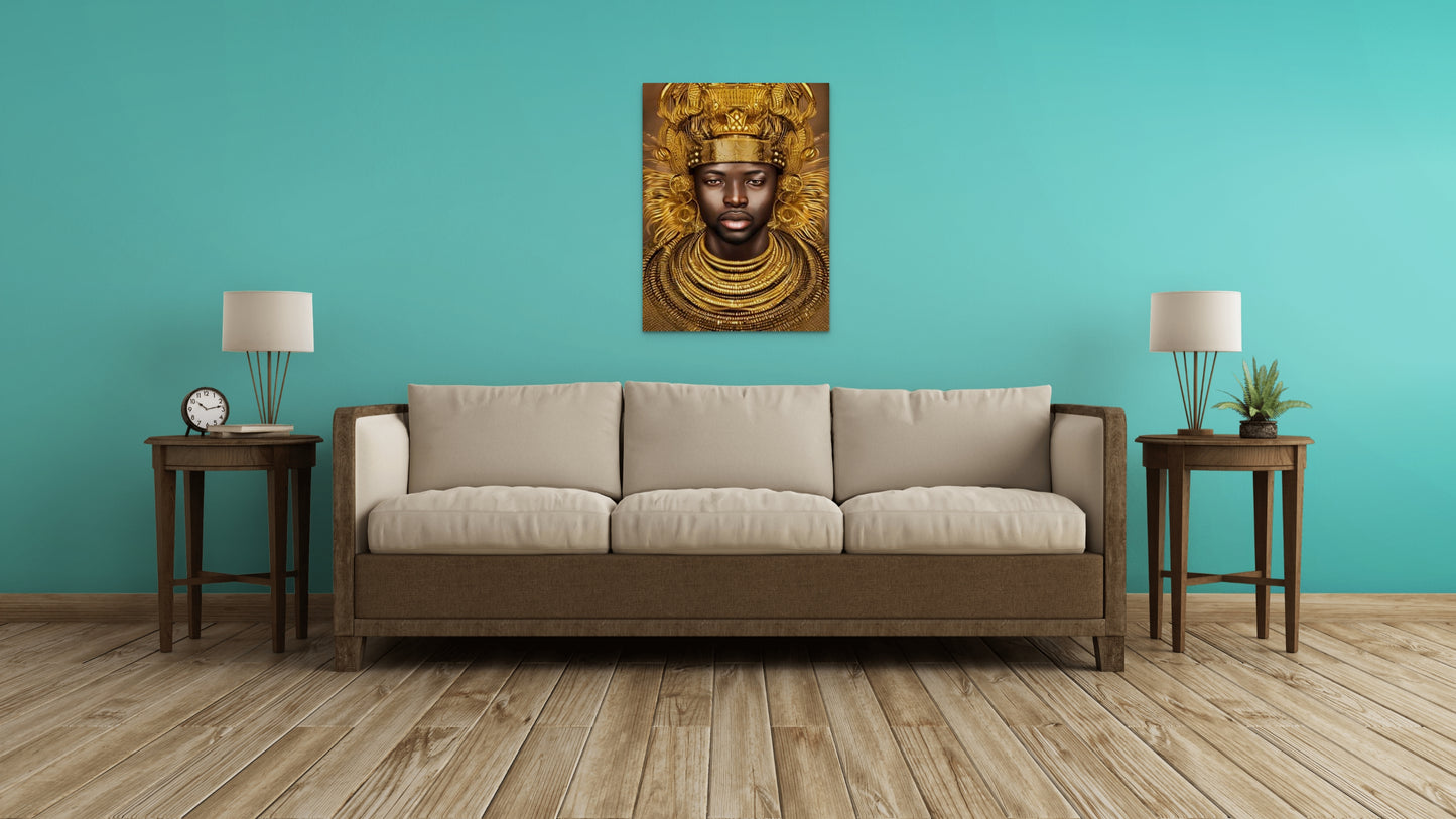 KING WUMAYE, African Portrait Canvas Wall Art.