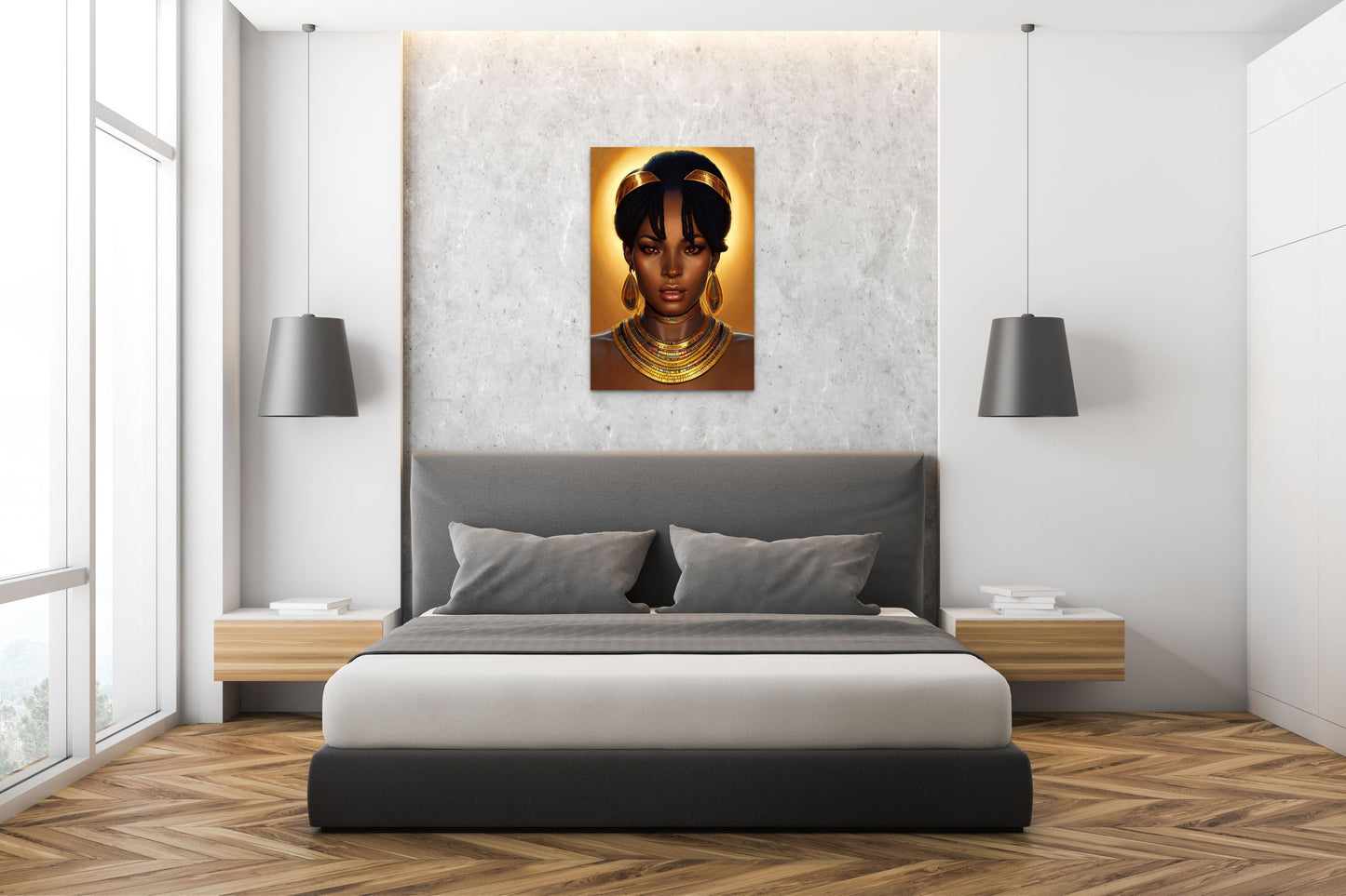 PHAROAH HUEREHADDA, African Portrait Canvas Wall Art.