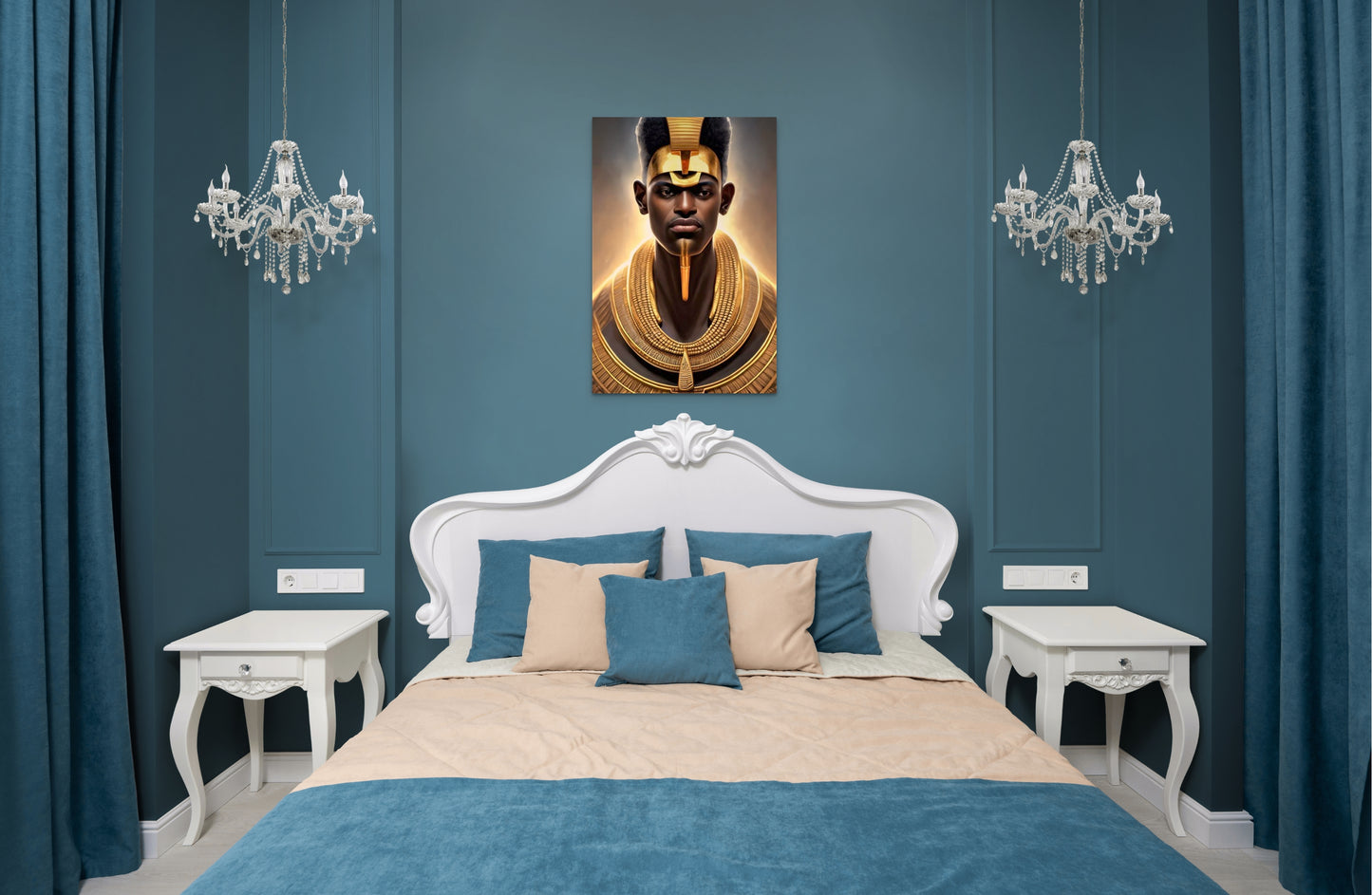 PHAROAH JUHNOBA, African Portrait Canvas Wall Art.