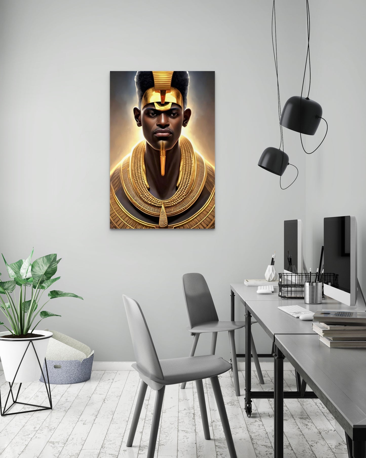 PHAROAH JUHNOBA, African Portrait Canvas Wall Art.