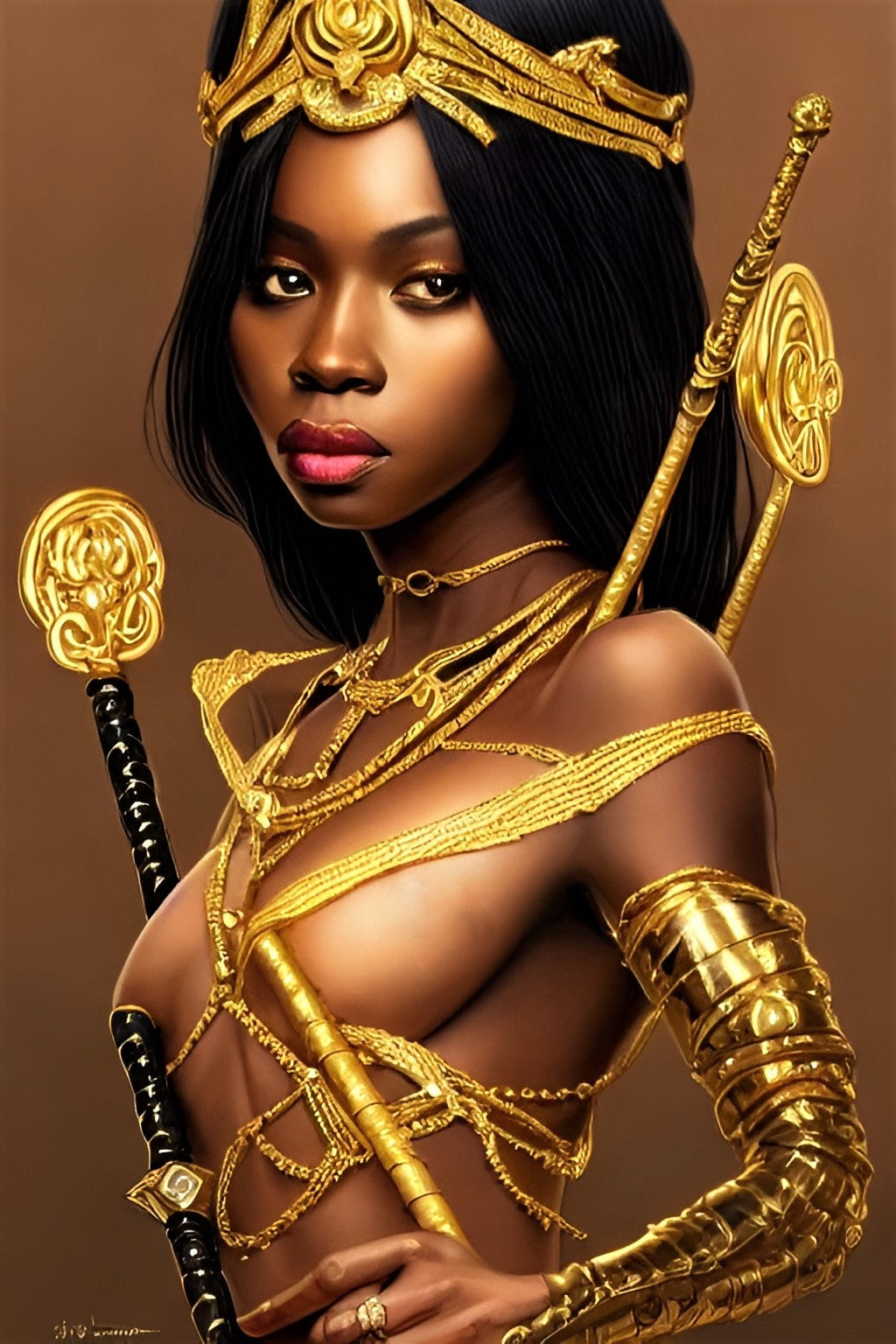 QUEEN JUNAKAH, African Portrait Canvas Wall Art.
