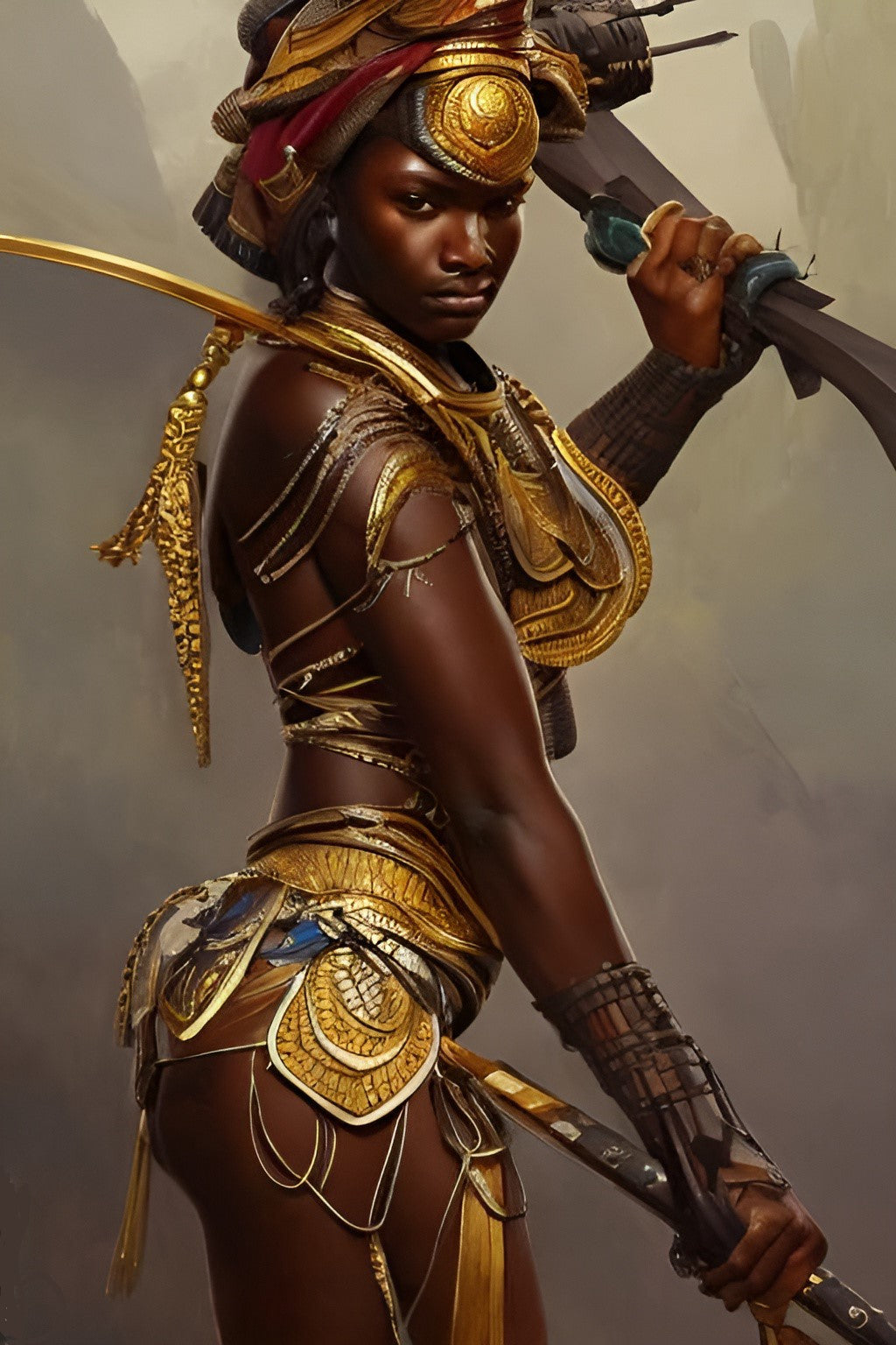 WARRIOR PEHNYA, African Portrait Canvas Wall Art.