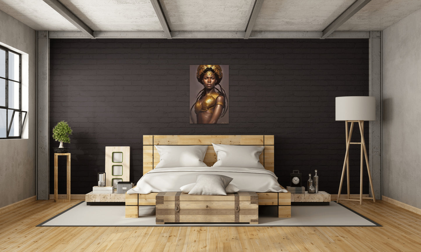 WARRIOR SHONDA, African Portrait Canvas Wall Art.