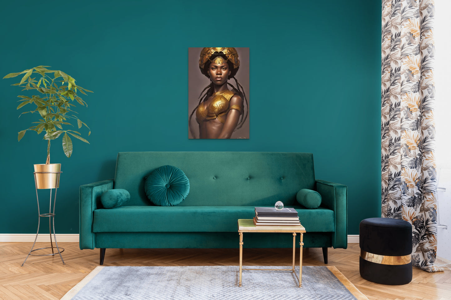 WARRIOR SHONDA, African Portrait Canvas Wall Art.