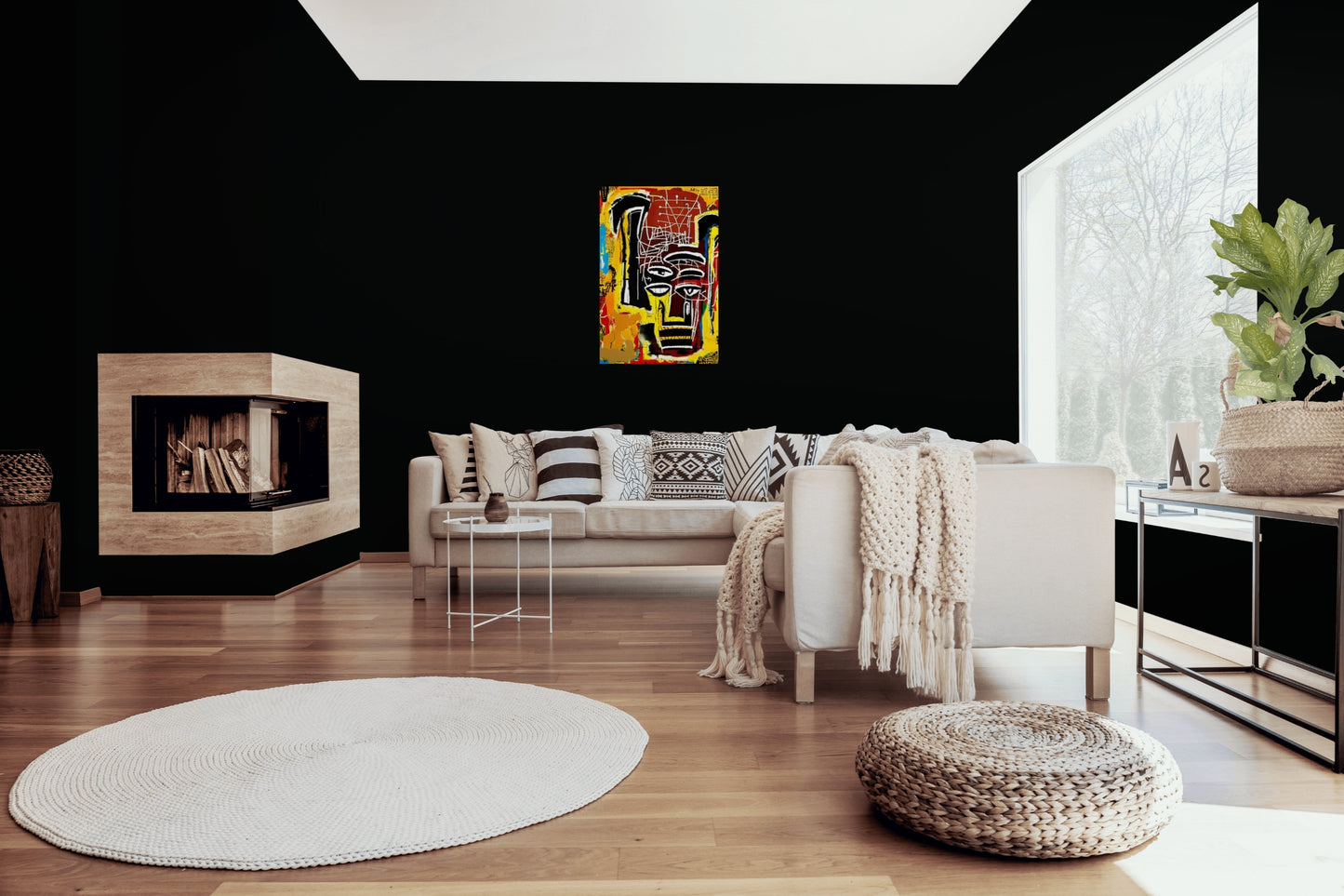DAYDREAMING AT NIGHT, African Portrait Canvas Wall Art.