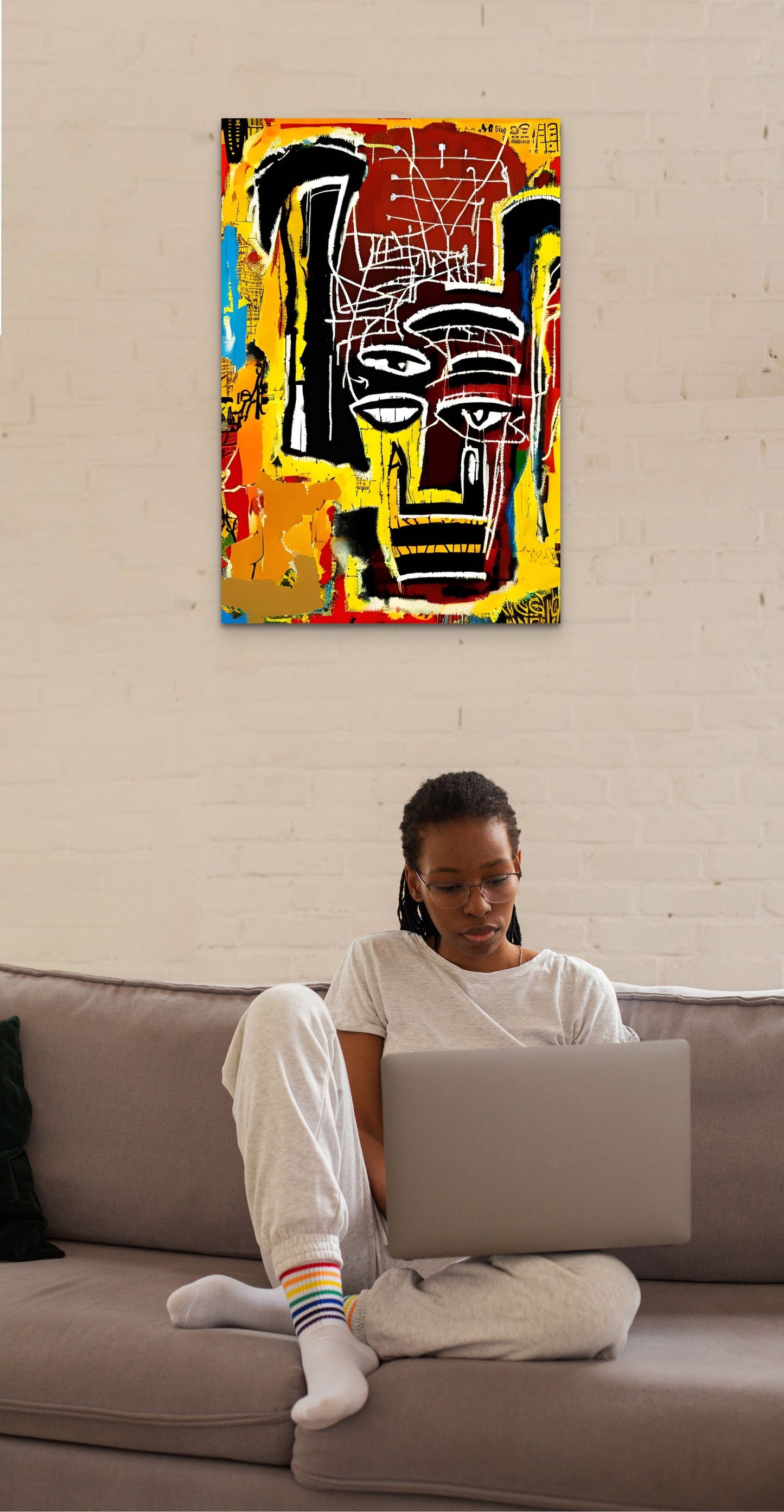 DAYDREAMING AT NIGHT, African Portrait Canvas Wall Art.