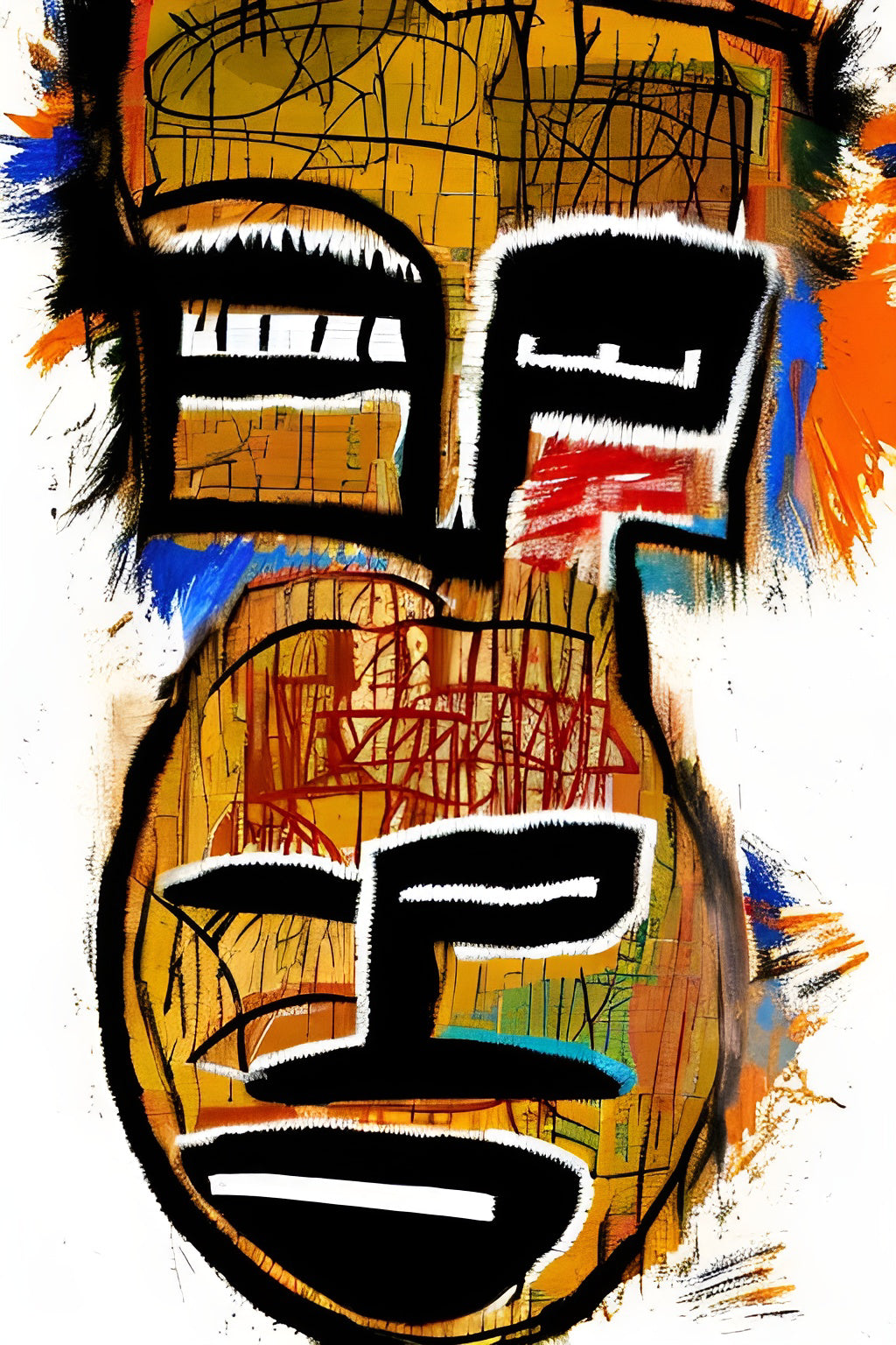 African Portrait Wall Art, Canvas, African American Neo-Expressionism Art, African Black Art, Home Decor Art, Office Art