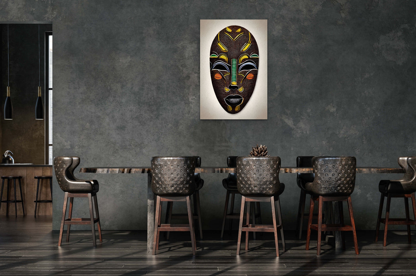 BENDAMI MASK, African Portrait Canvas Wall Art.