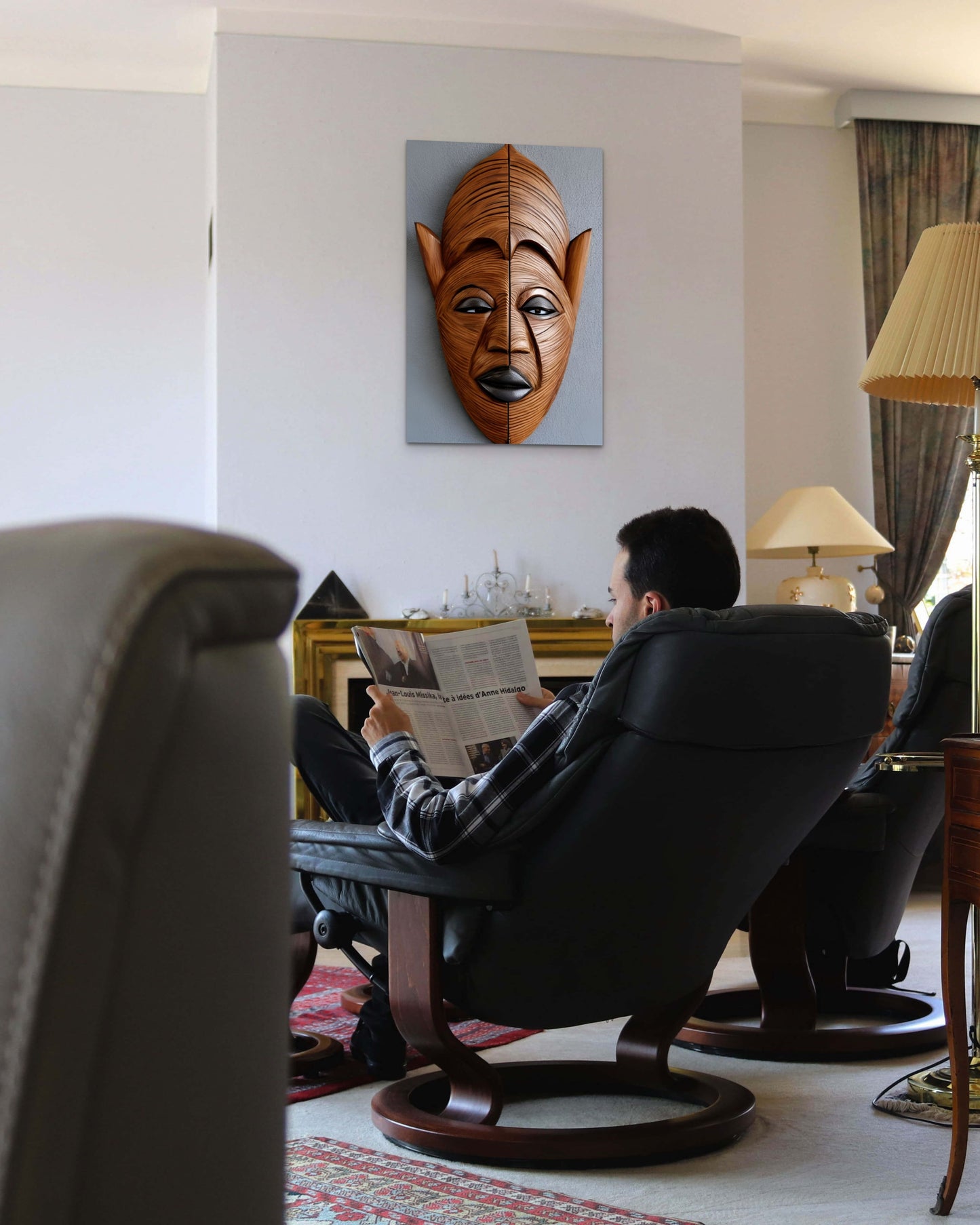 MULAMI MASK, African Portrait Canvas Wall Art.