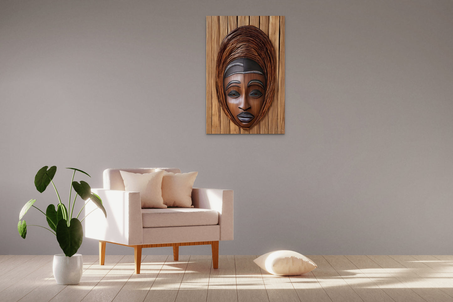 CYWUMAE MASK, African Portrait Canvas Wall Art.