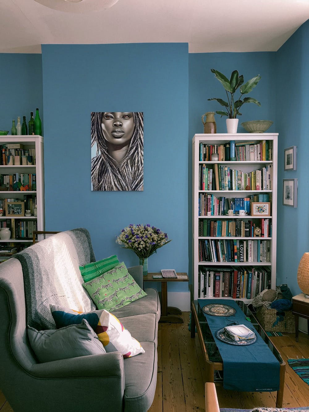 GREYS IS HAPPY, African Portrait Canvas Wall Art.