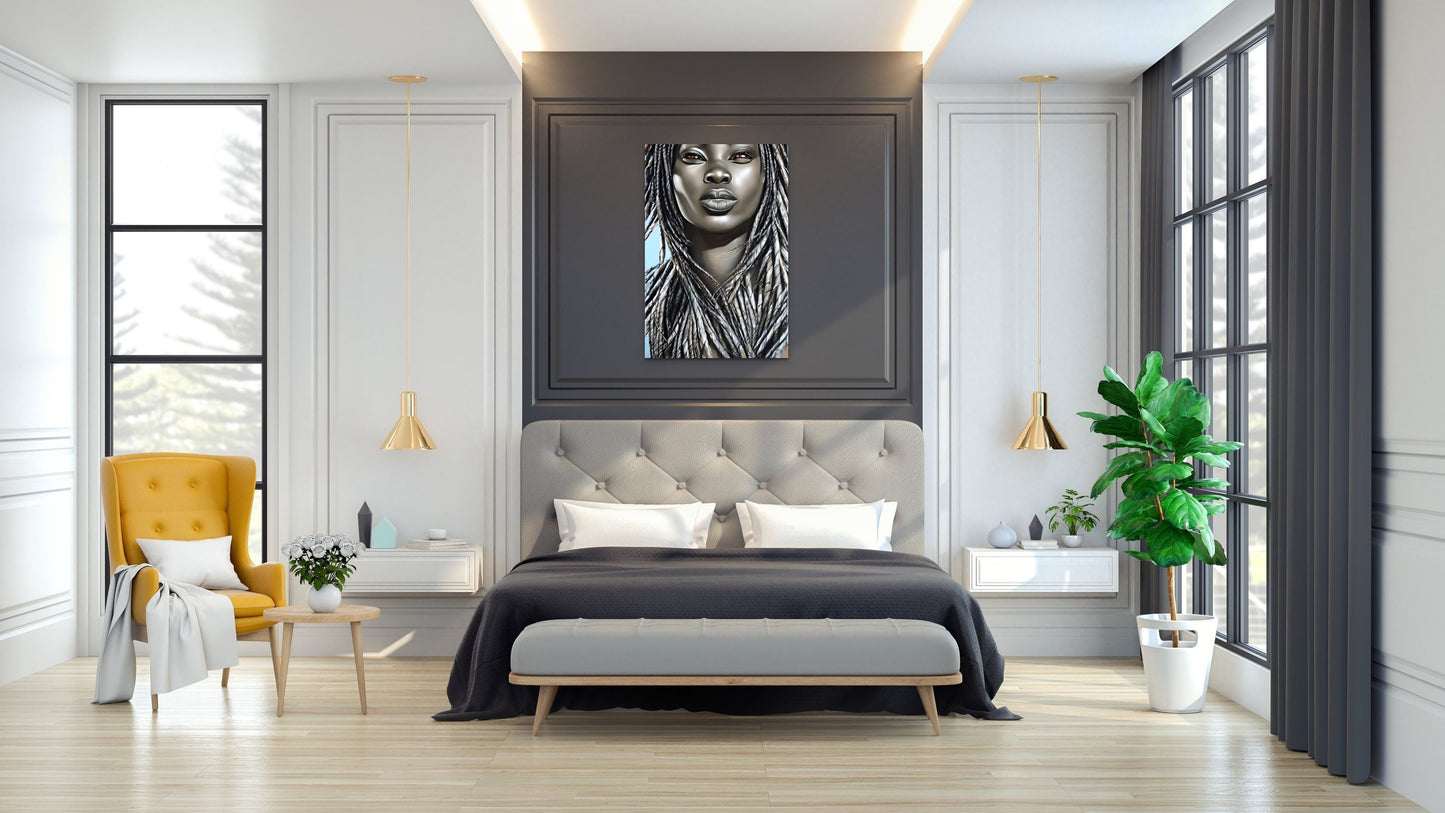 GREYS IS HAPPY, African Portrait Canvas Wall Art.