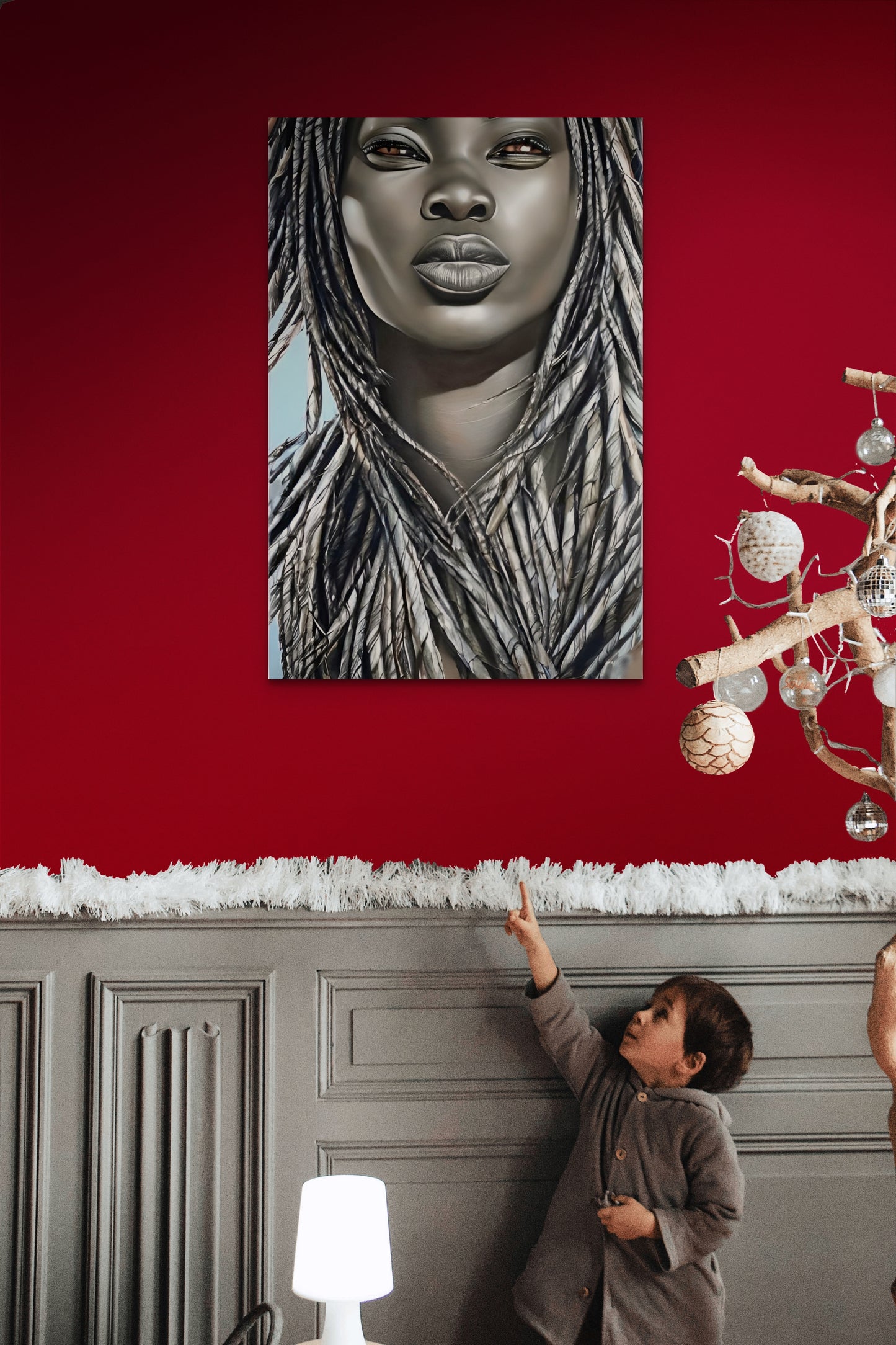 GREYS IS HAPPY, African Portrait Canvas Wall Art.