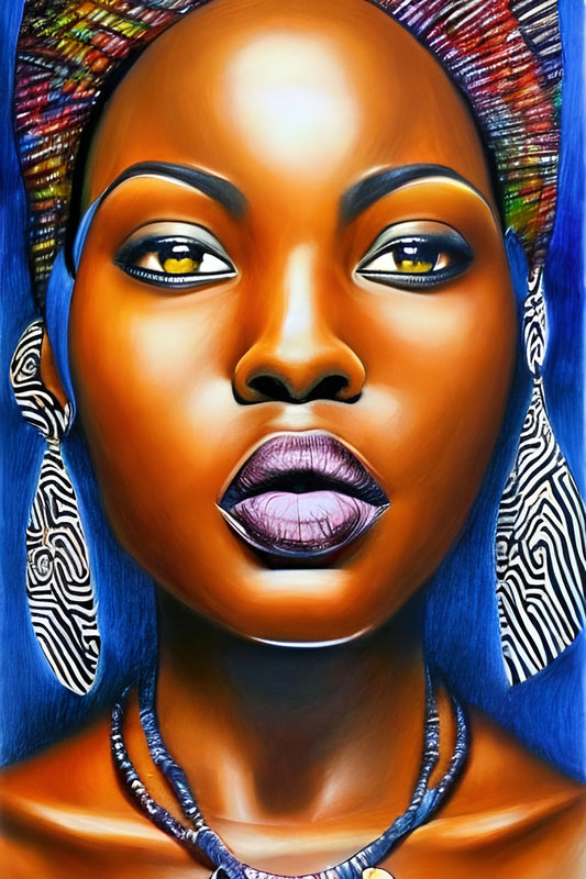 HUE, BROWN, BEAUTIFUL, African Portrait Canvas Wall Art.