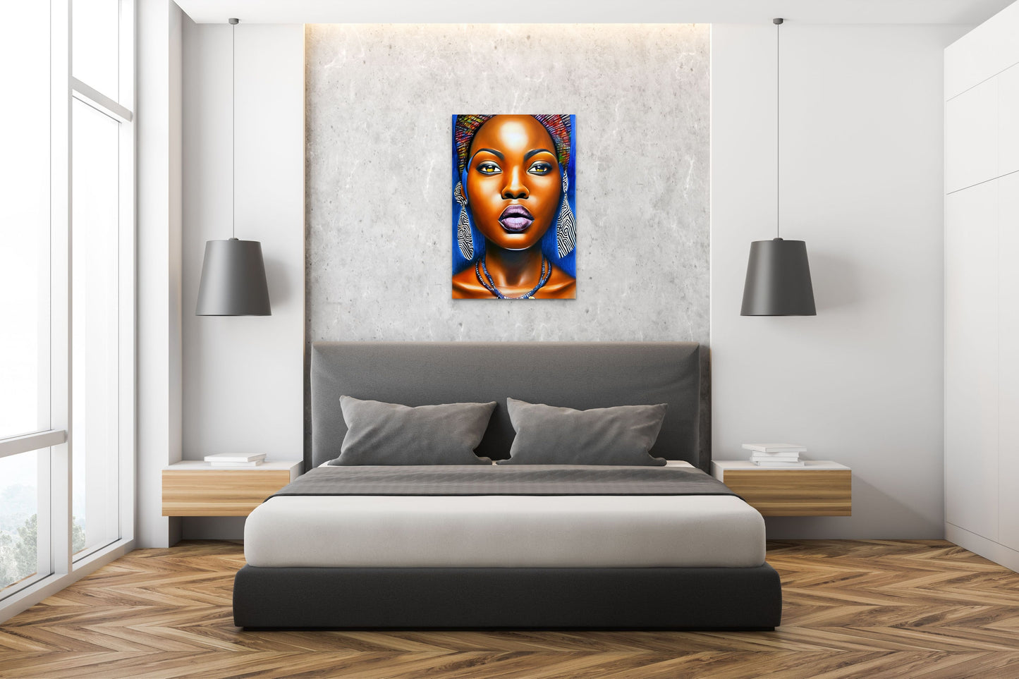 HUE, BROWN, BEAUTIFUL, African Portrait Canvas Wall Art.