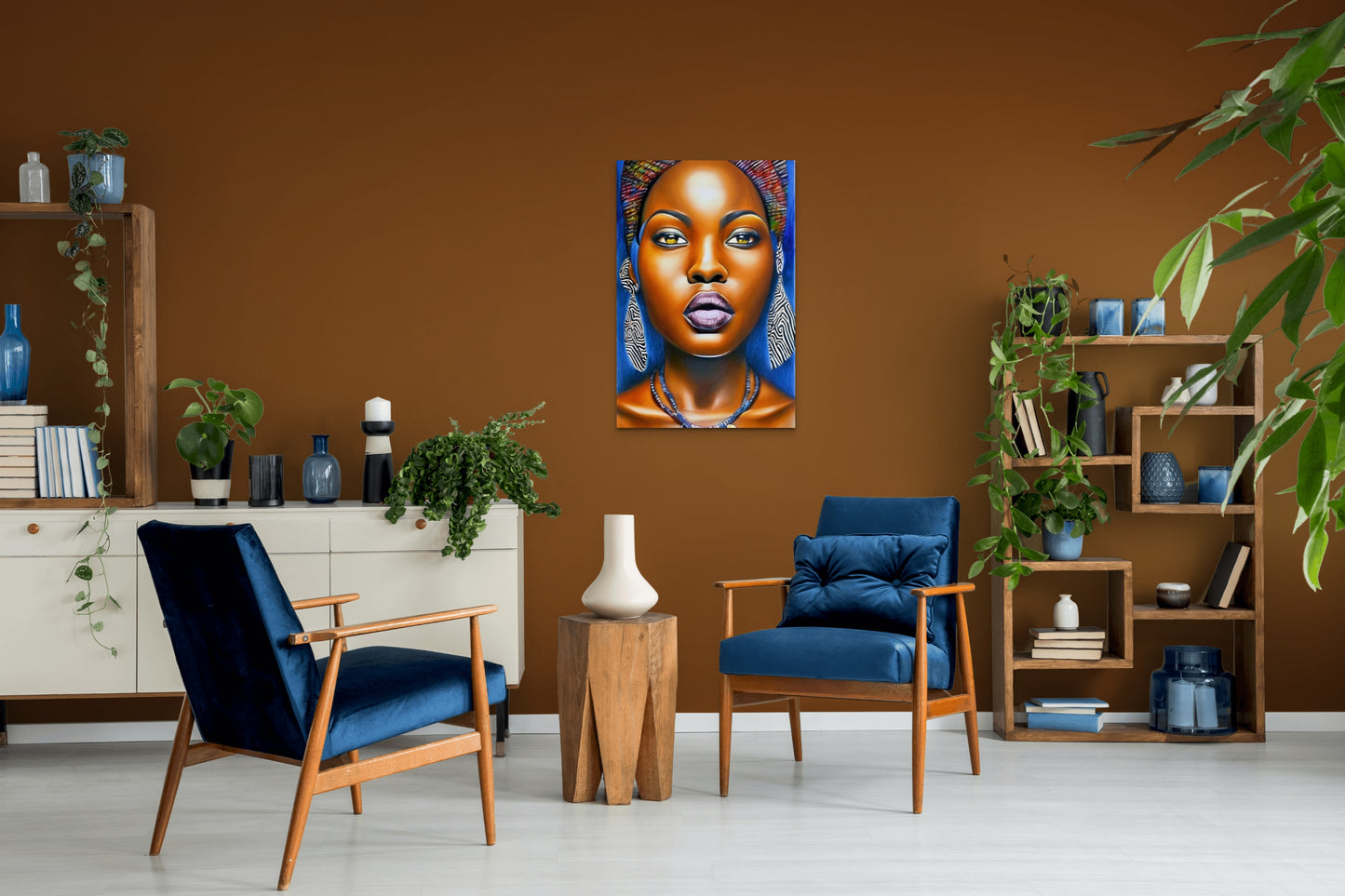 HUE, BROWN, BEAUTIFUL, African Portrait Canvas Wall Art.