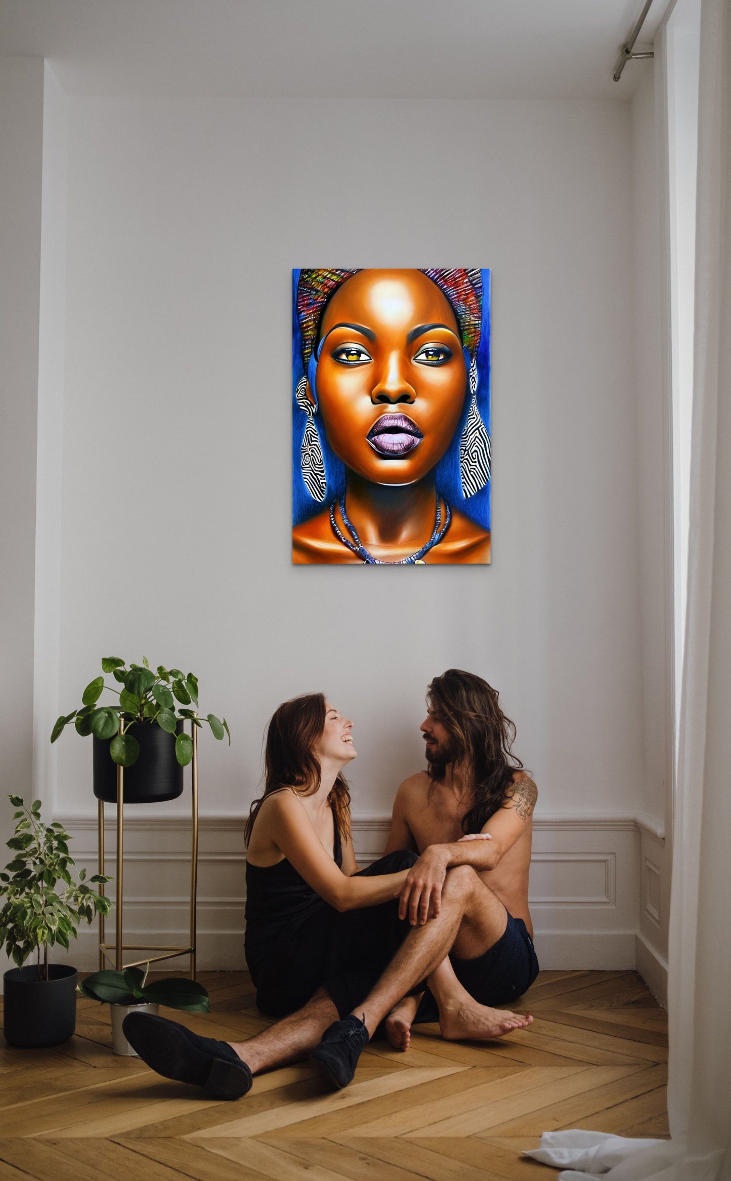 HUE, BROWN, BEAUTIFUL, African Portrait Canvas Wall Art.