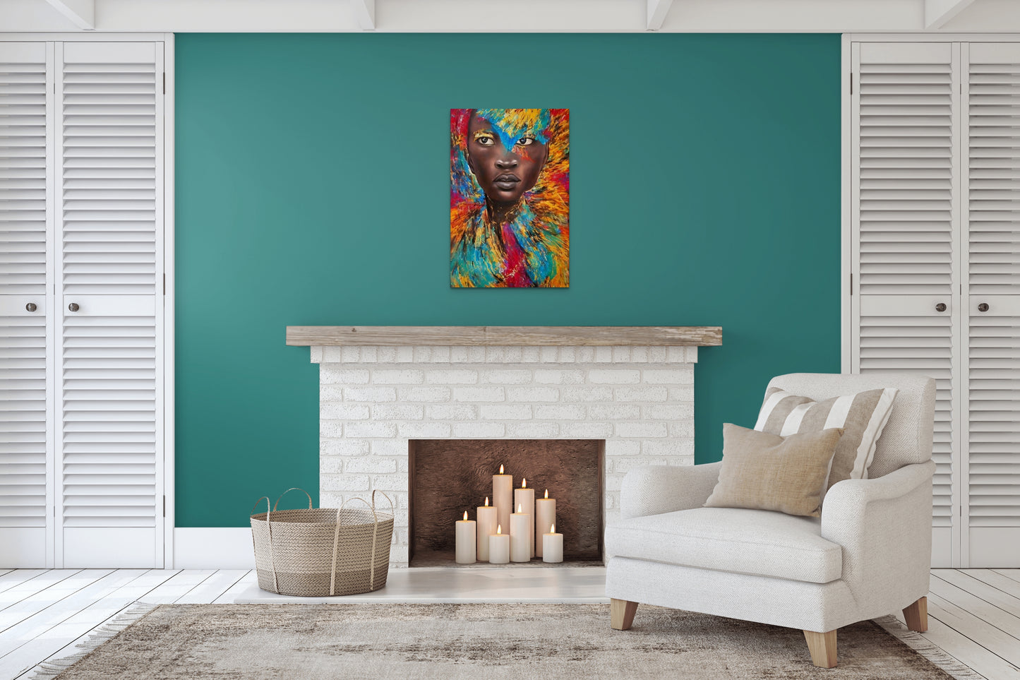 COLOR SURROUNDNESS, African Portrait Canvas Wall Art.
