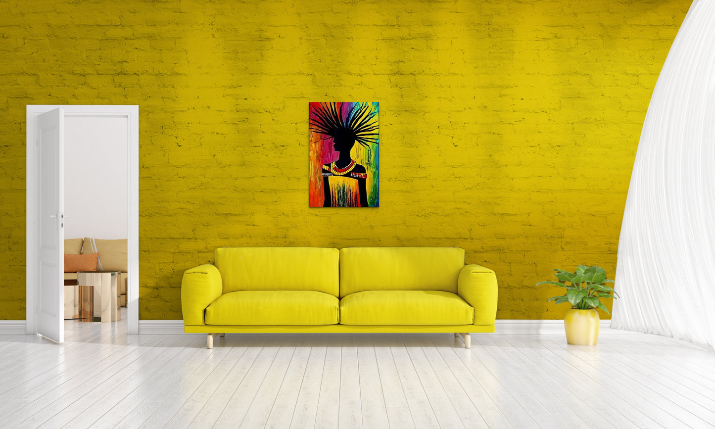 HAIR DAY, African Portrait Canvas Wall Art.