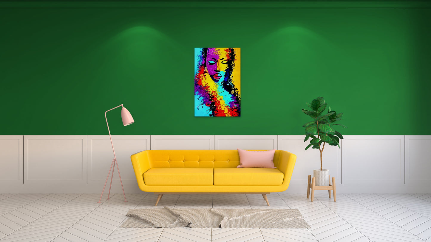 THOUGHTS OF COLOR, African Portrait Canvas Wall Art.