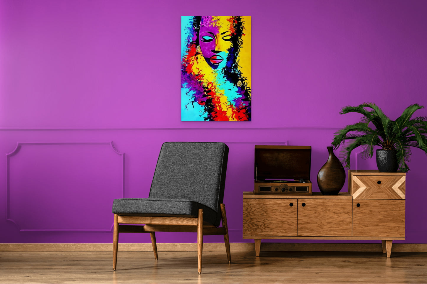 THOUGHTS OF COLOR, African Portrait Canvas Wall Art.