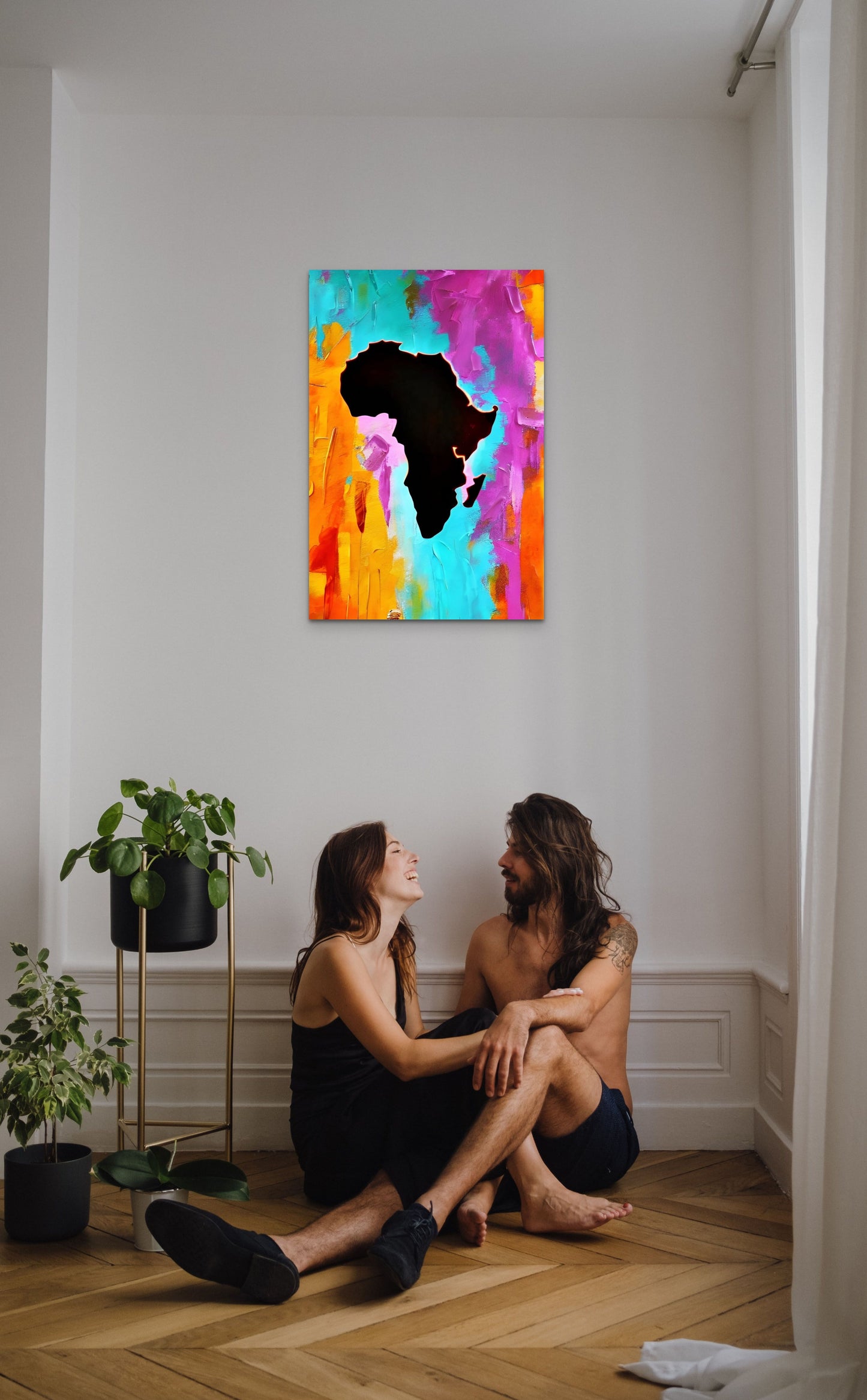 AFRICA AT MIDNIGHT, African Portrait Canvas Wall Art.