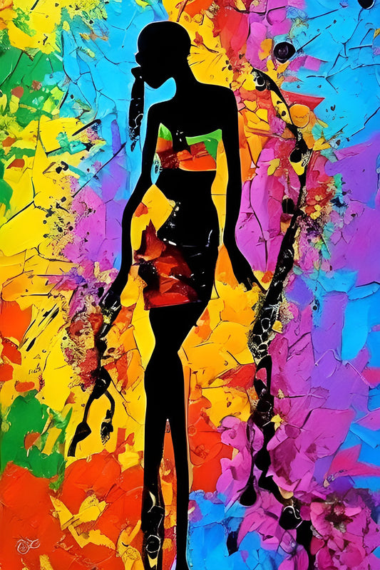 STROLLING, African Portrait Canvas Wall Art.