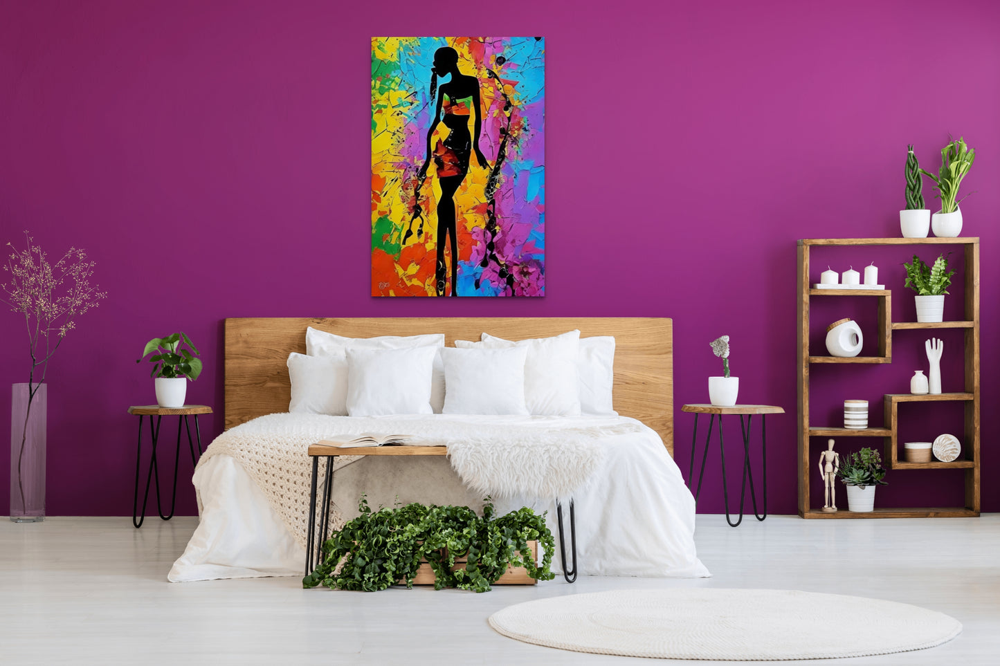 STROLLING, African Portrait Canvas Wall Art.