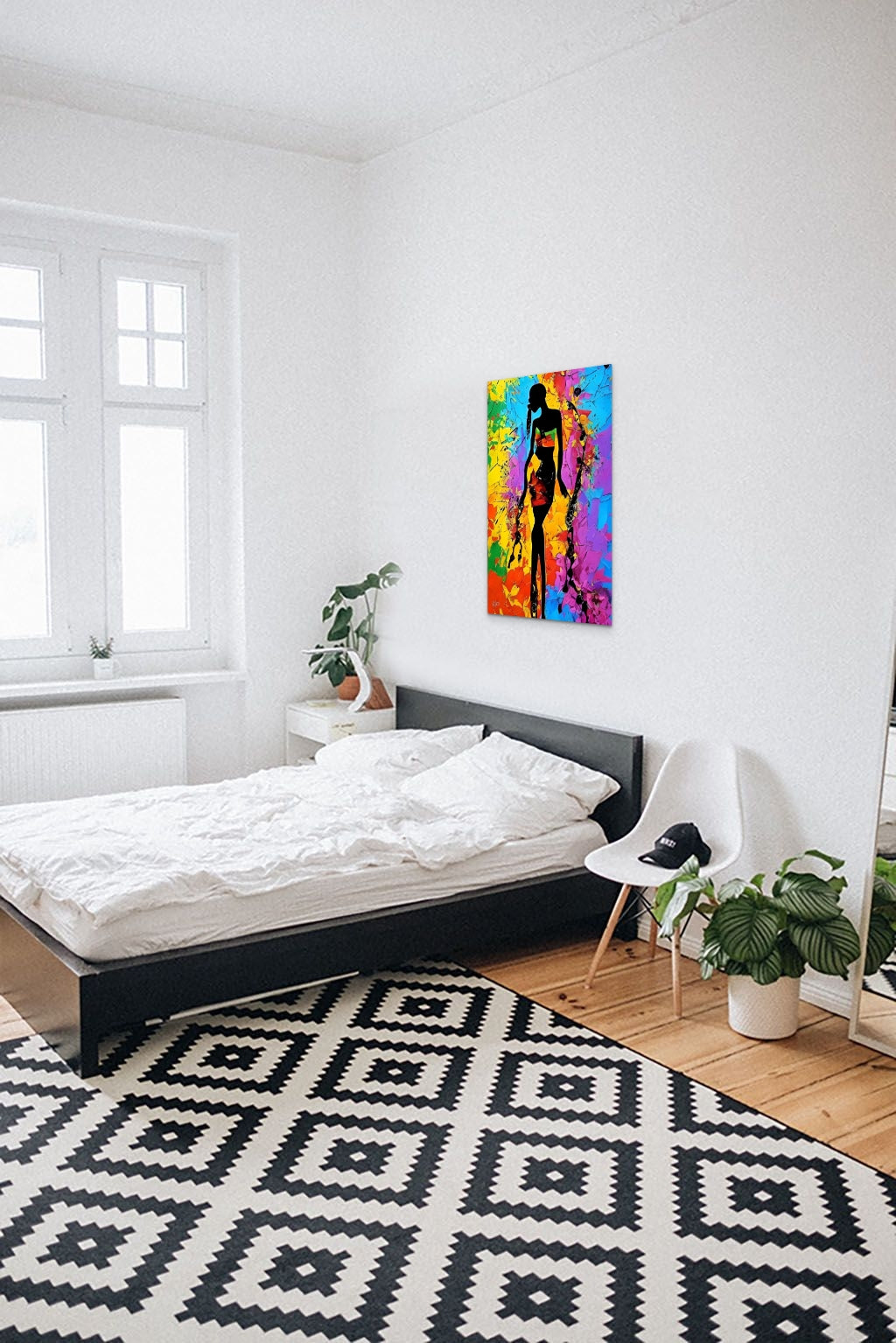 STROLLING, African Portrait Canvas Wall Art.